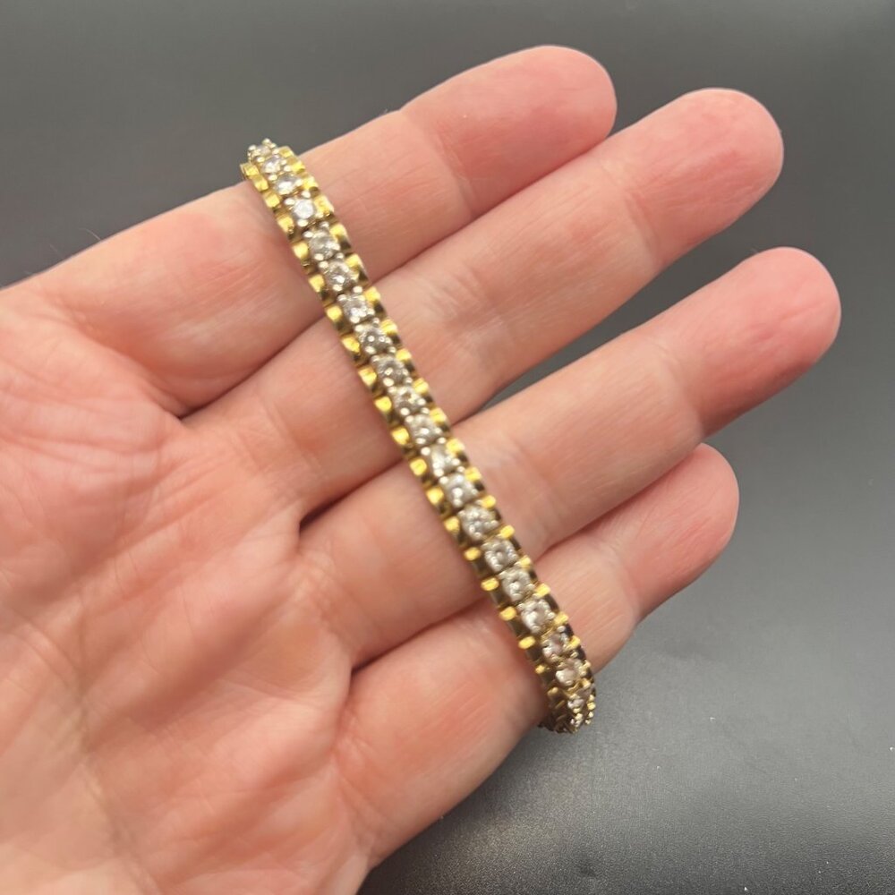 PAJ Sterling Silver Vermeil CZ Tennis Bracelet 7" 15.27g 6mm Classic Layering - Picture 2 of 13